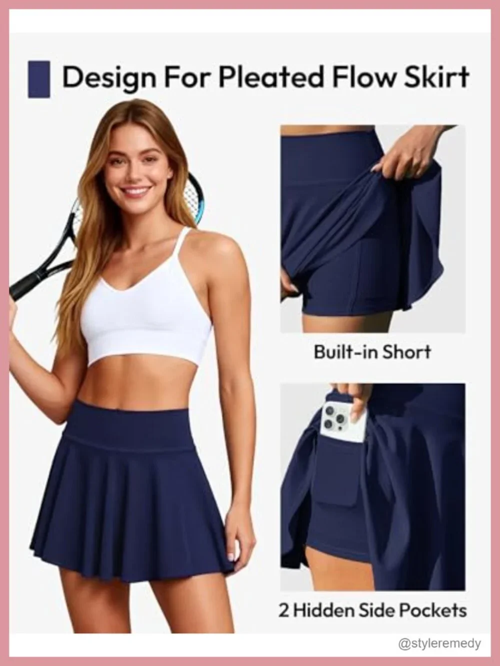 Pleated High Waist Skorts with Pockets - Athletic Tennis Golf Pickleball Skirt